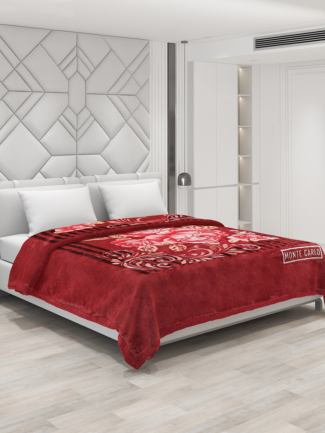

Monte Carlo Nagina Maroon Floral 1000 GSM Heavy Winter Double Bed Blanket