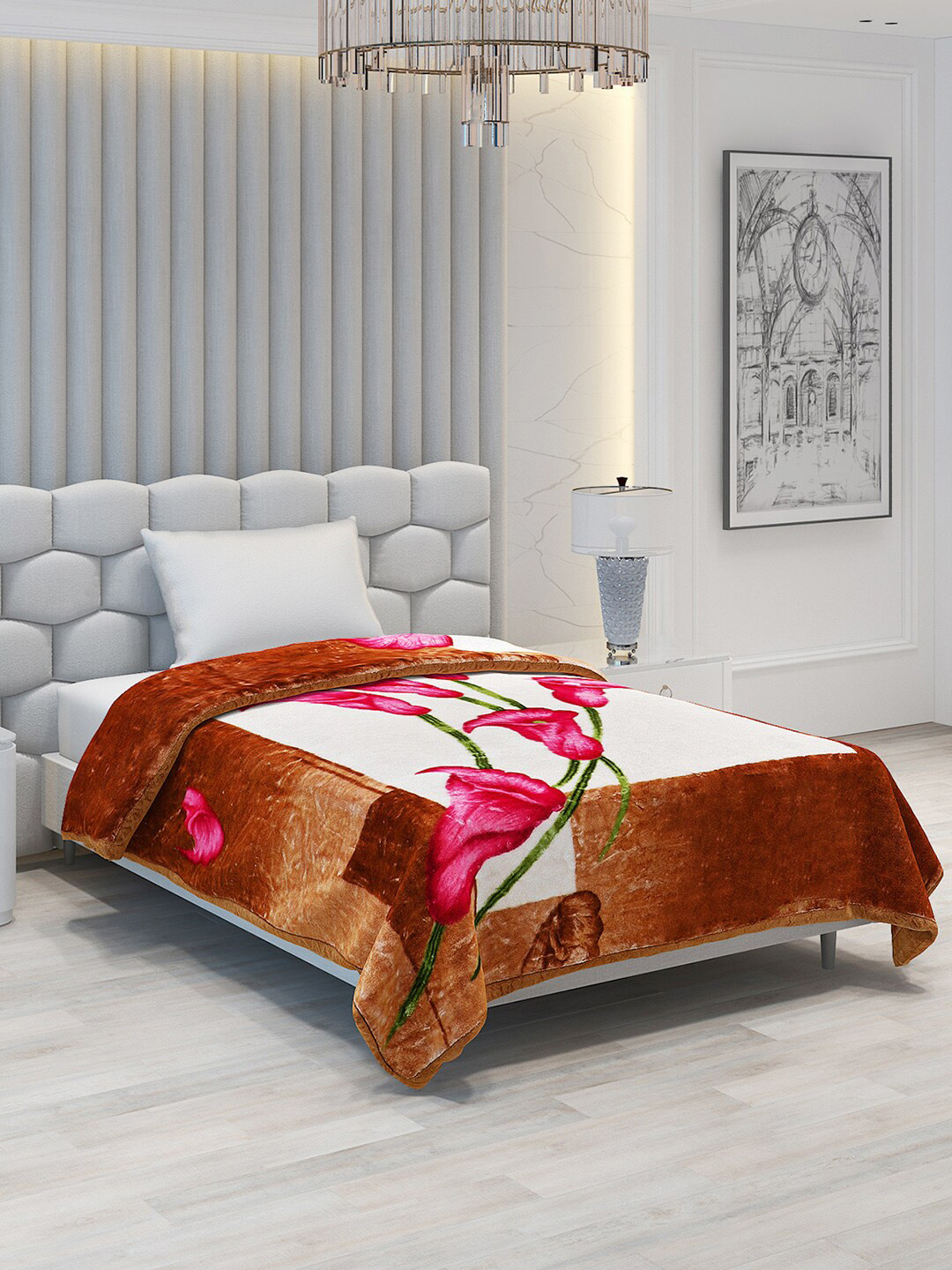 

Monte Carlo Spark Brown & White Floral Heavy Winter Single Bed Blanket
