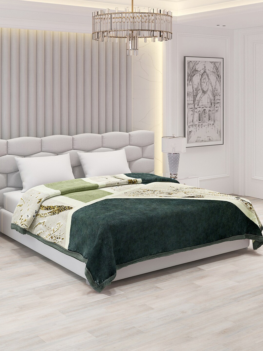 

Monte Carlo Austin Green & White Geometric 1000 GSM Heavy Winter Double Bed Blanket