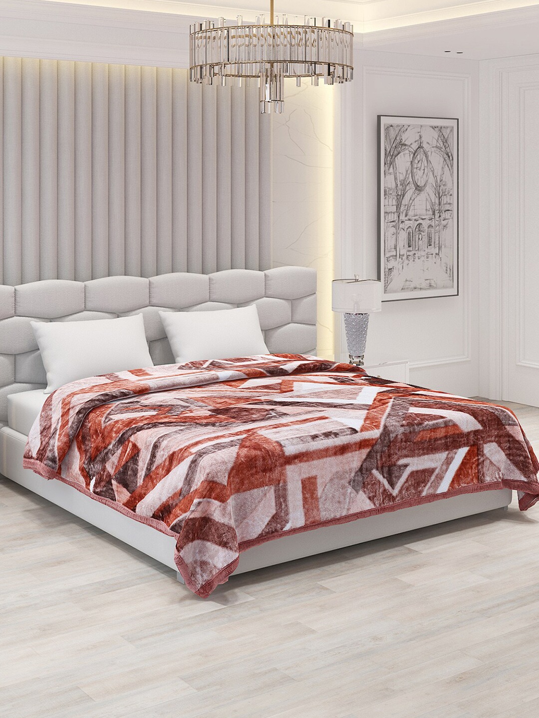 

Monte Carlo Bolt Brown & Off White Printed 1000 GSM Heavy Winter Double Bed Blanket