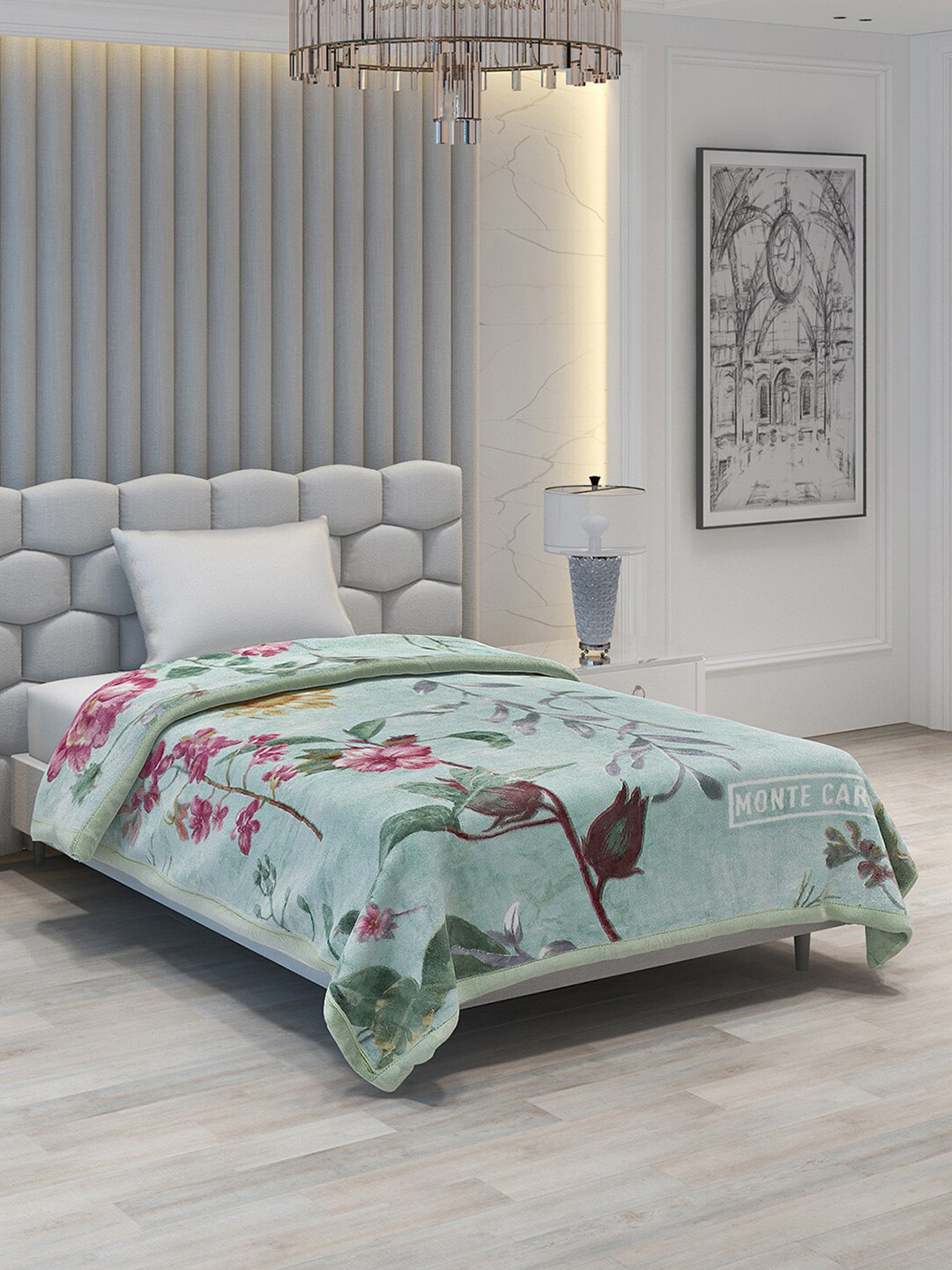 

Monte Carlo Turquoise Blue & Pink Floral Heavy Winter Single Bed Blanket