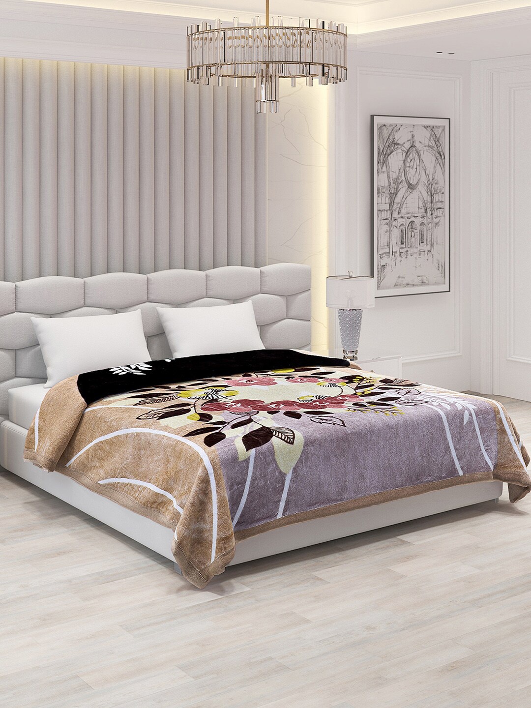

Monte Carlo Grey & Brown Floral Heavy Winter Double Bed Blanket