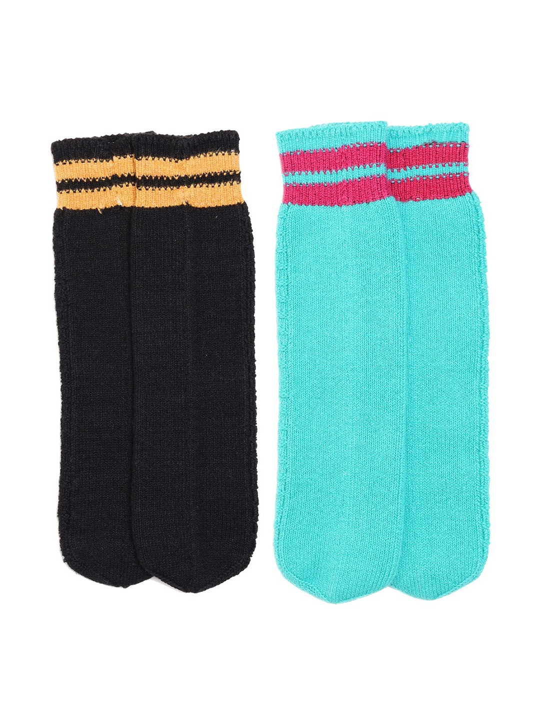 

Bharatasya Girls Pack Of 2 Knitted Crew-length Socks, Black