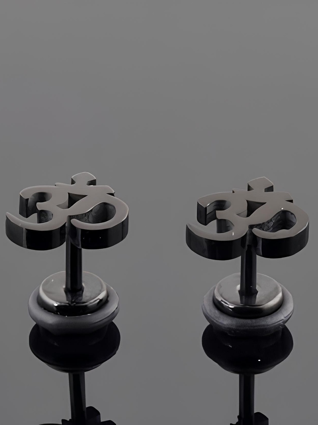 

KARISHMA KREATIONS Om Contemporary Stud Earrings, Black