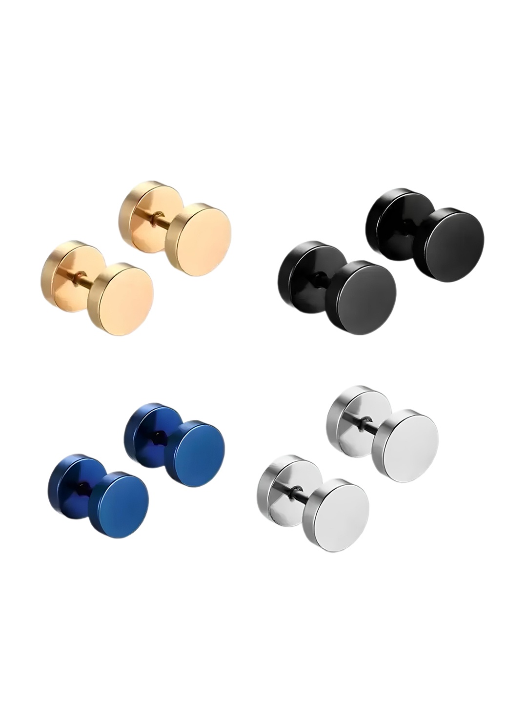 

KARISHMA KREATIONS Unisex Set Of 4 Gold-Plated Contemporary Studs Earrings