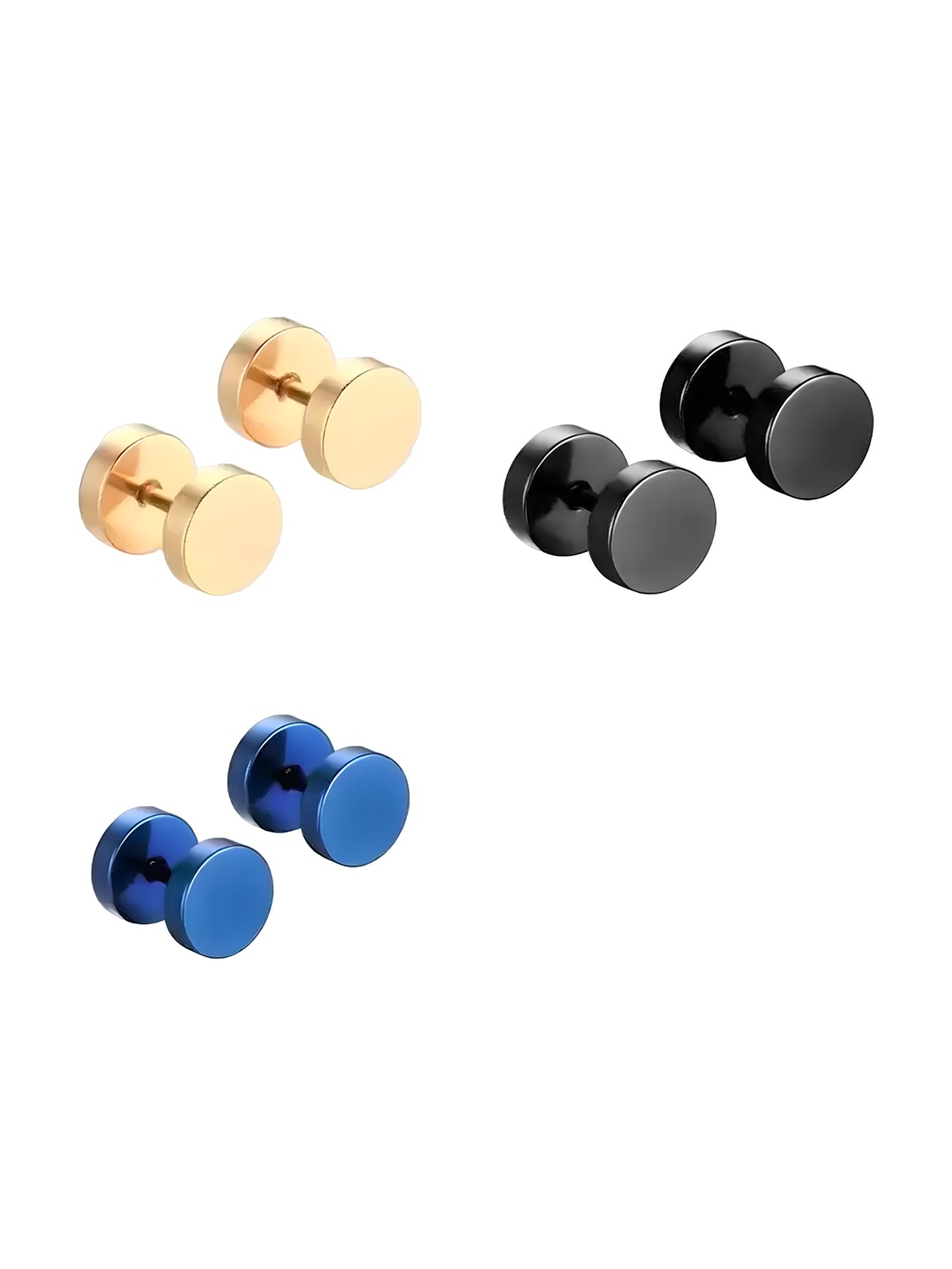 

KARISHMA KREATIONS Pack of 3 Contemporary Studs Earrings, Gold