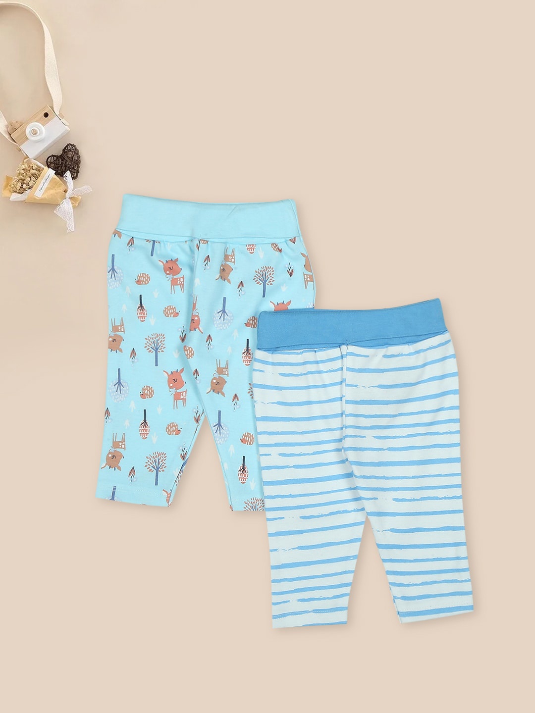 

MeeMee Infants Pack Of 2 Printed Cotton Lounge Pants, Blue