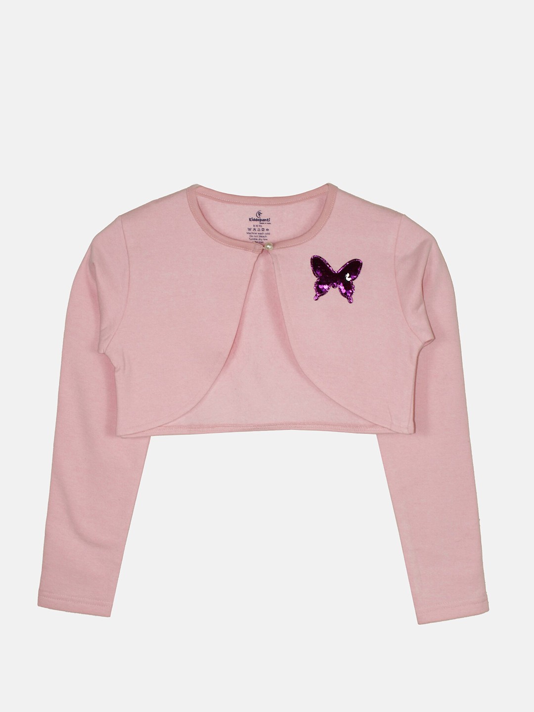 

KiddoPanti Full Sleeve Crop Shrug, Pink