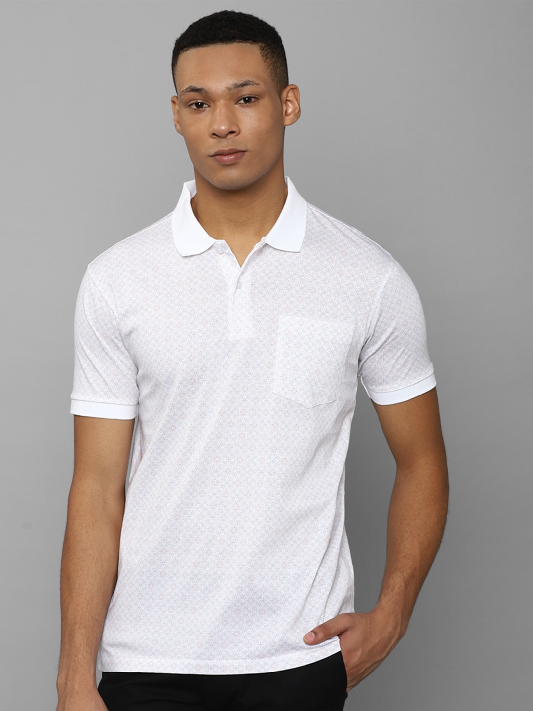 

Allen Solly Floral Printed Polo Collar Pure Cotton T-shirt, White