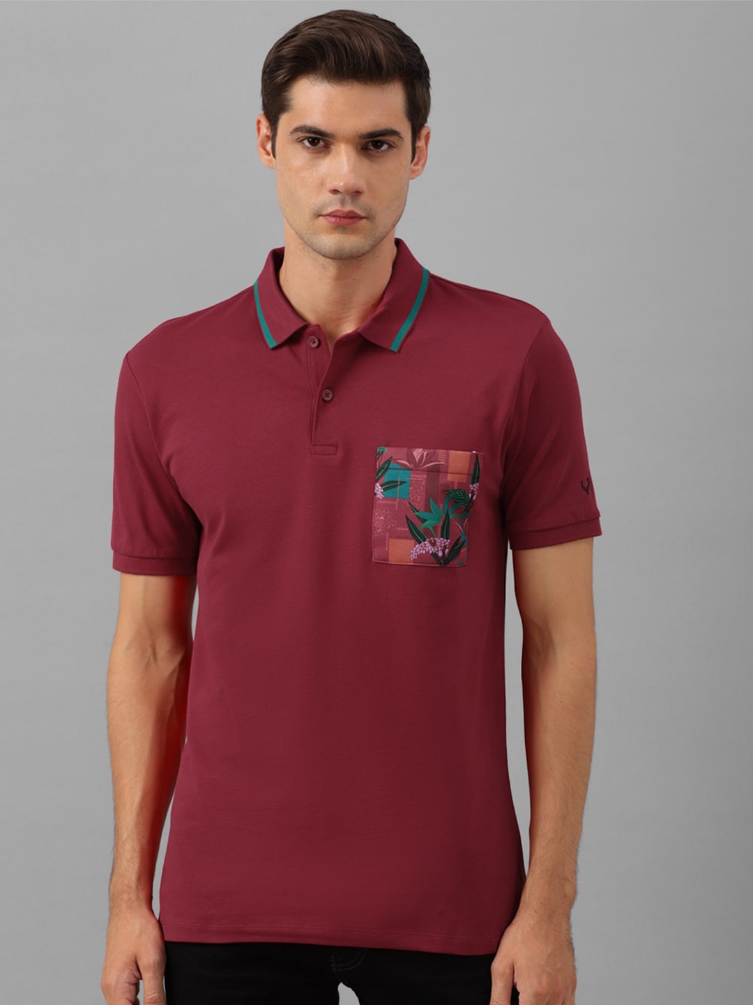 

Allen Solly Polo Collar Regular Fit Pocket Detailing T-shirt, Maroon