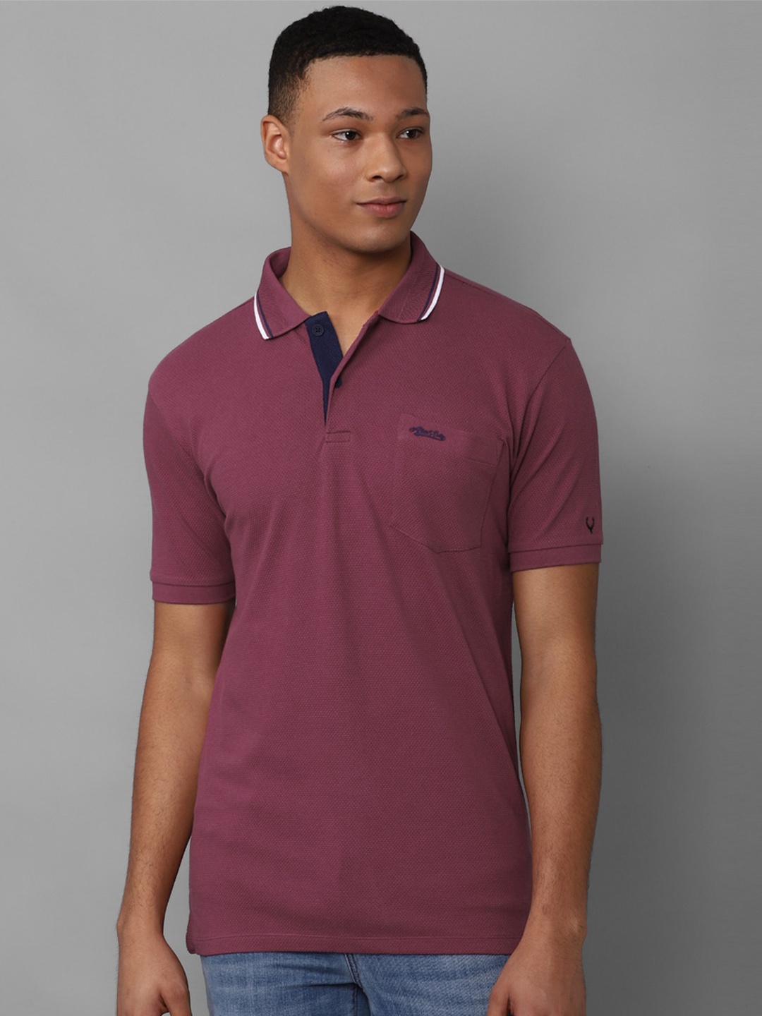 Allen Solly Polo Collar Pure Cotton T-shirt, Maroon