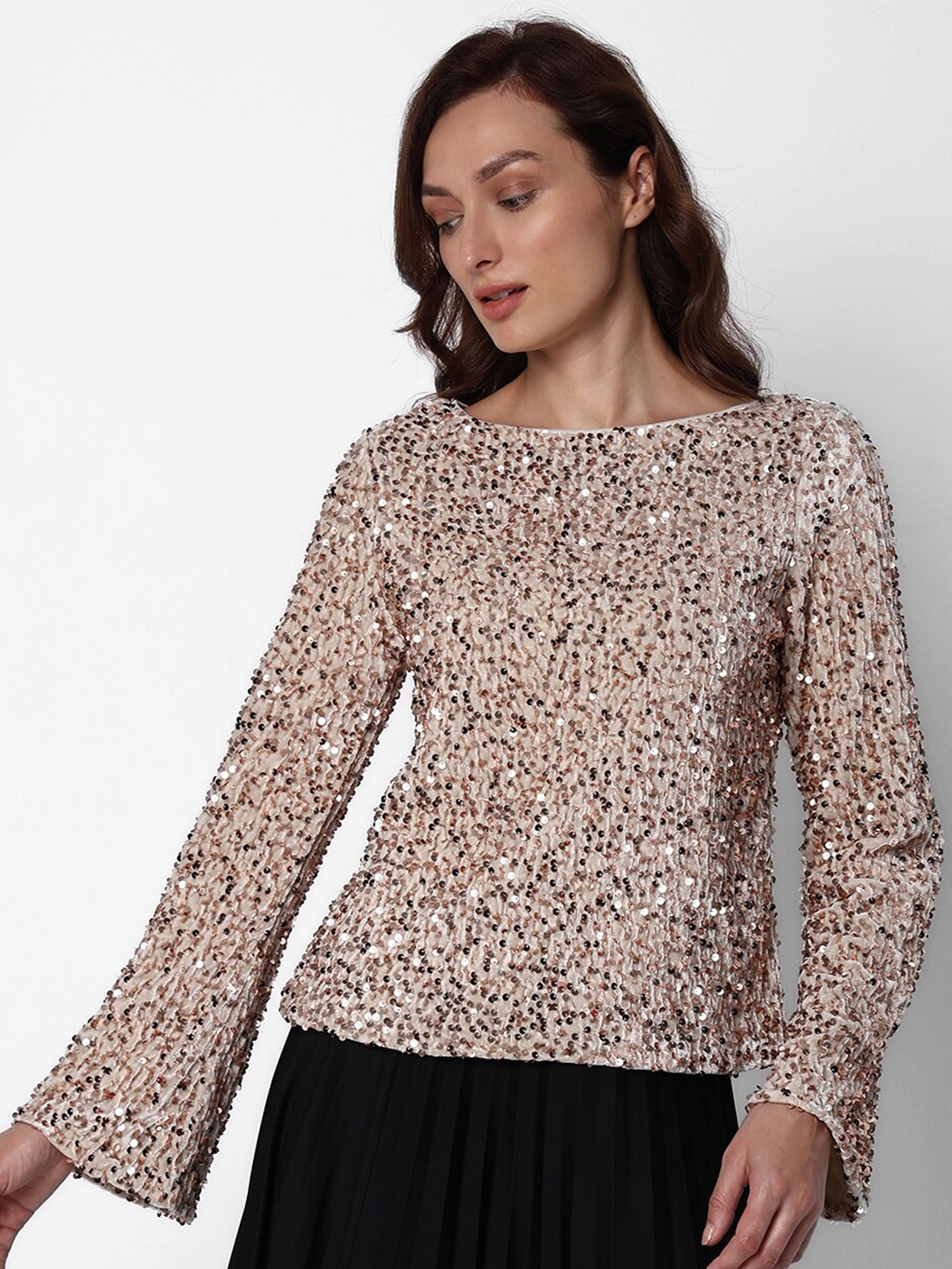 

Vero Moda Sequinned Embellished Top, Beige