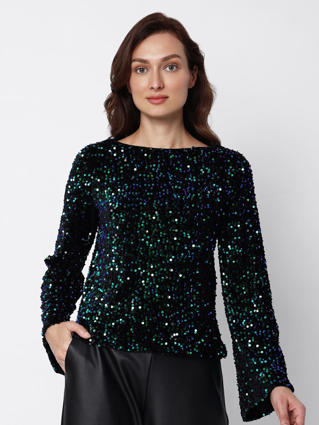 

Vero Moda Sequinned Embellished Top, Green