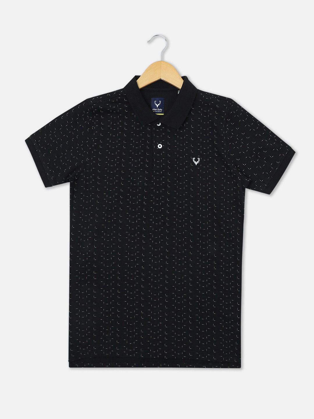 

Allen Solly Junior Boys Geometric Printed Polo Collar Cotton T-shirt, Black