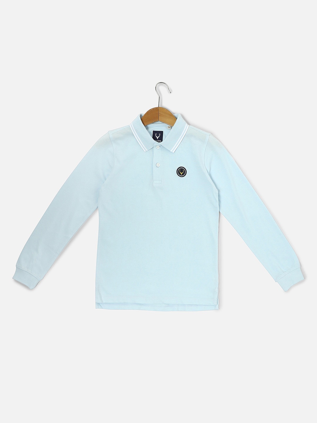 

Allen Solly Junior Boys Polo Collar Long Sleeves Pure Cotton T-shirt, Blue