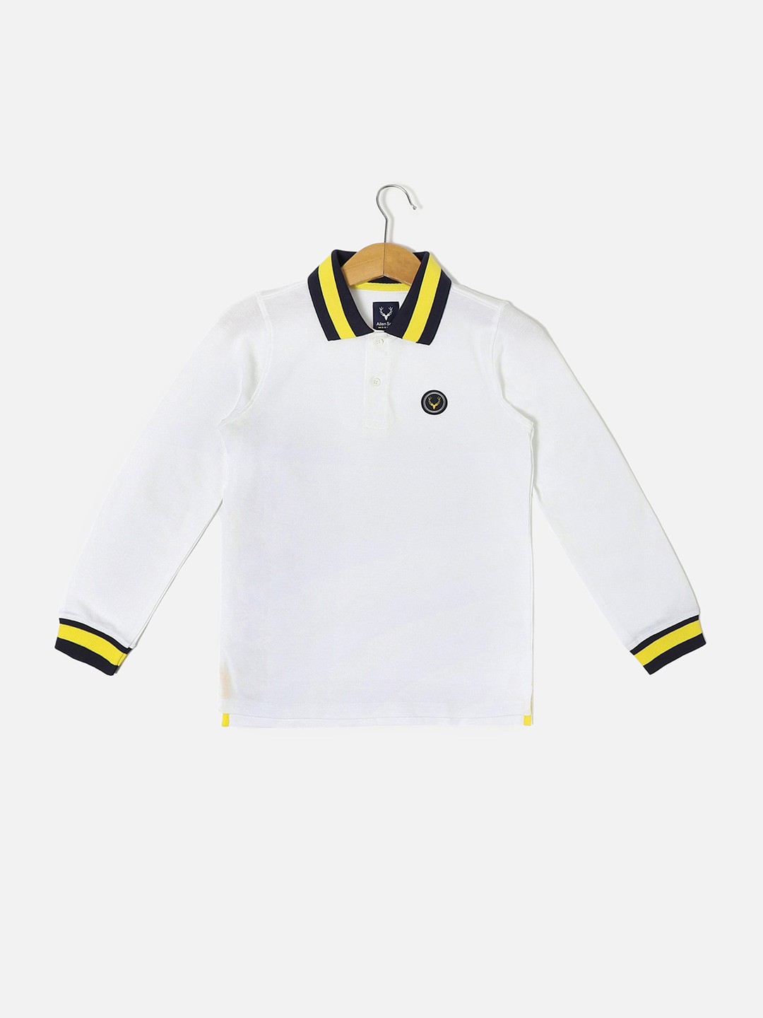 

Allen Solly Junior Boys Polo Collar Long Sleeves Pure Cotton T-shirt, White