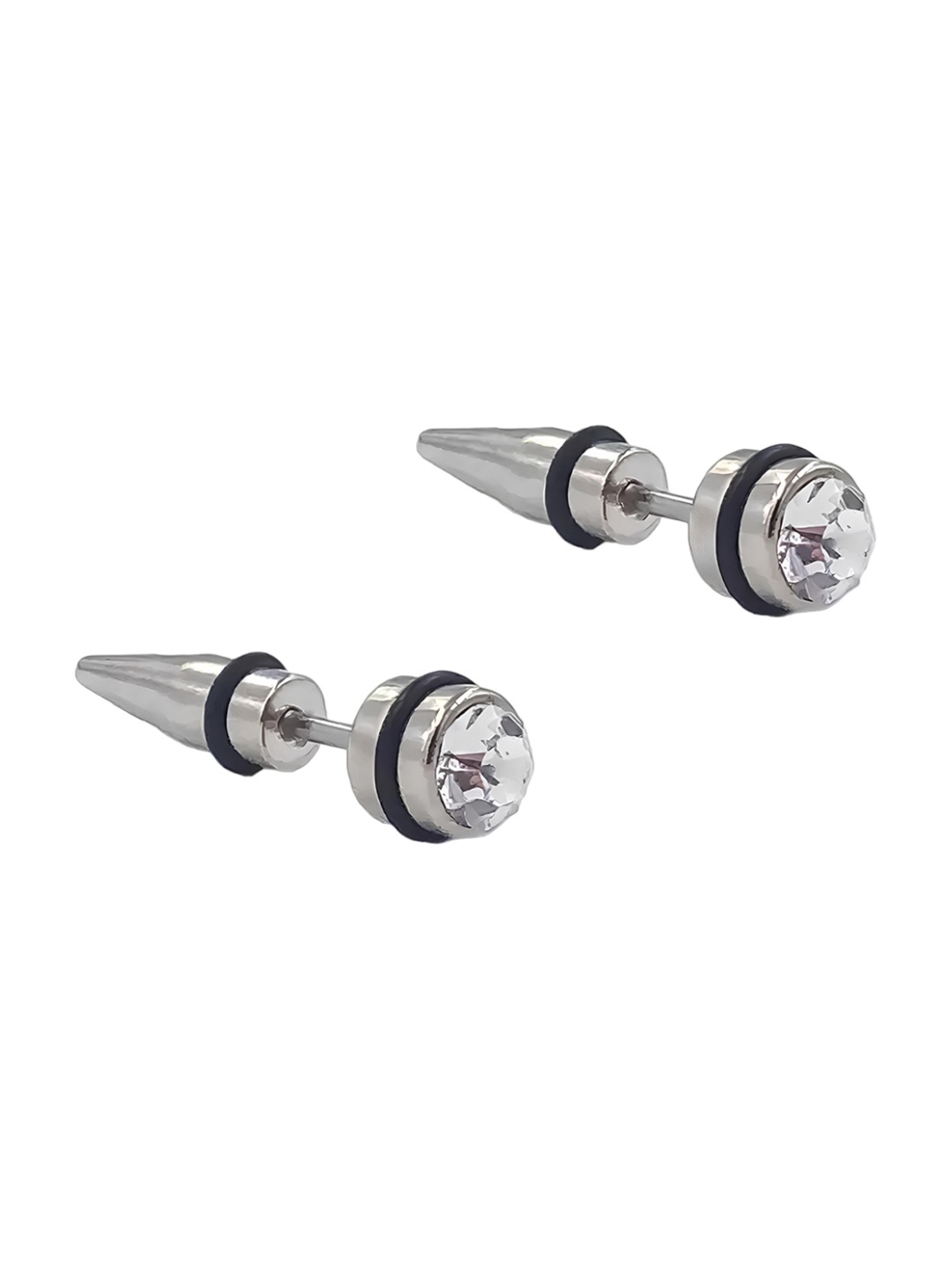 KARISHMA KREATIONS Silver-Plated Contemporary Studs Earrings, Transparent