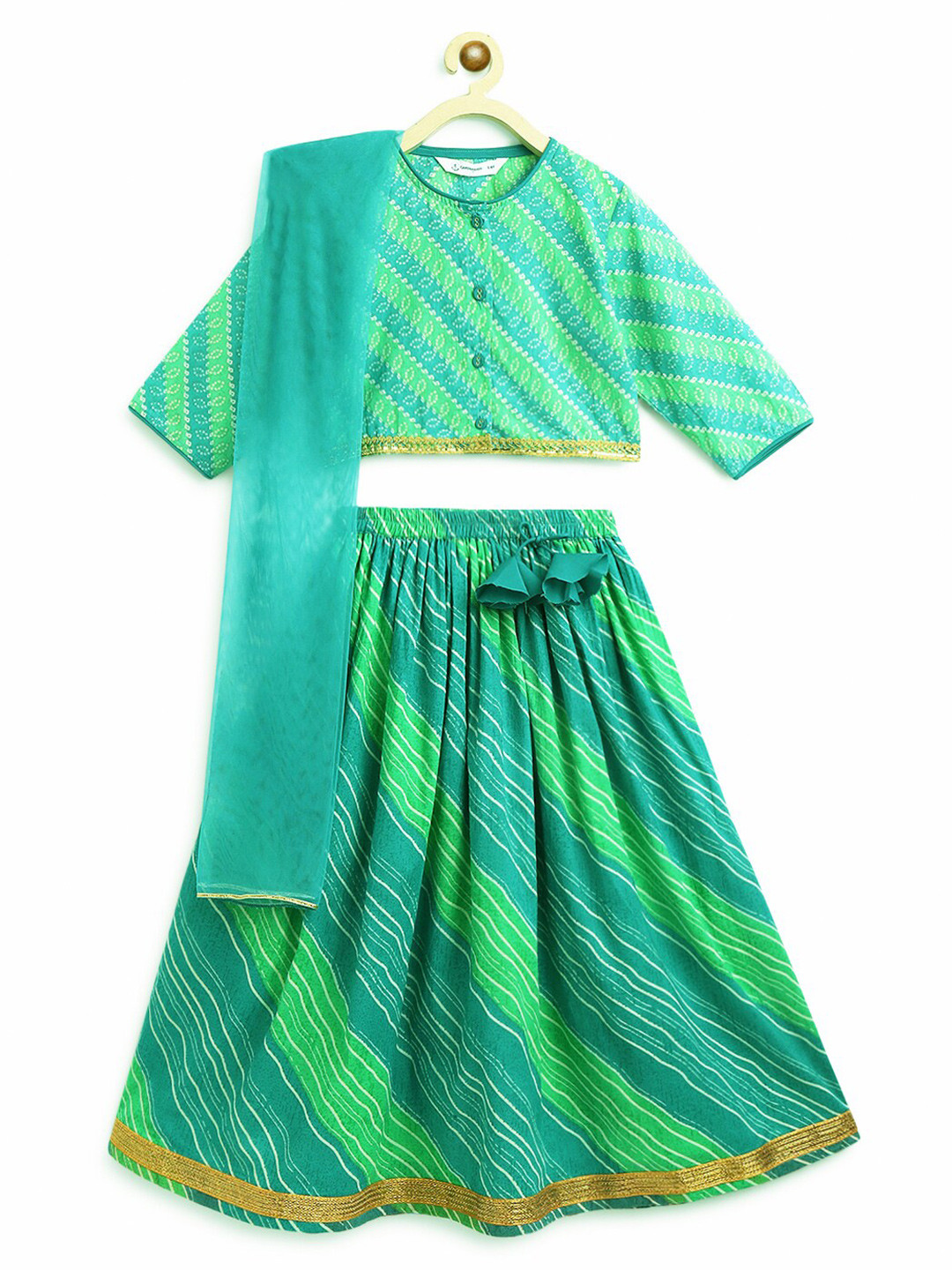 

Campana Girls Ethnic Motifs Printed Ready To Wear Lehenga & Blouse With Dupatta, Blue