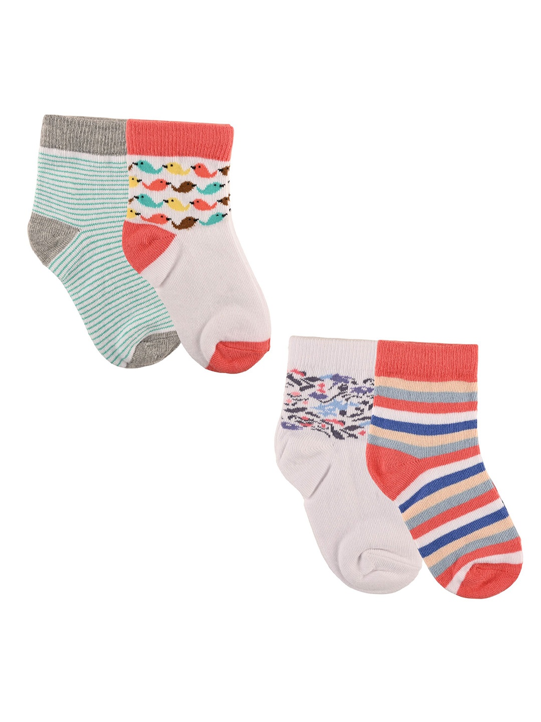 

Nuluv Girls Set Of 4 Patterned Ankle -Length Socks, Green