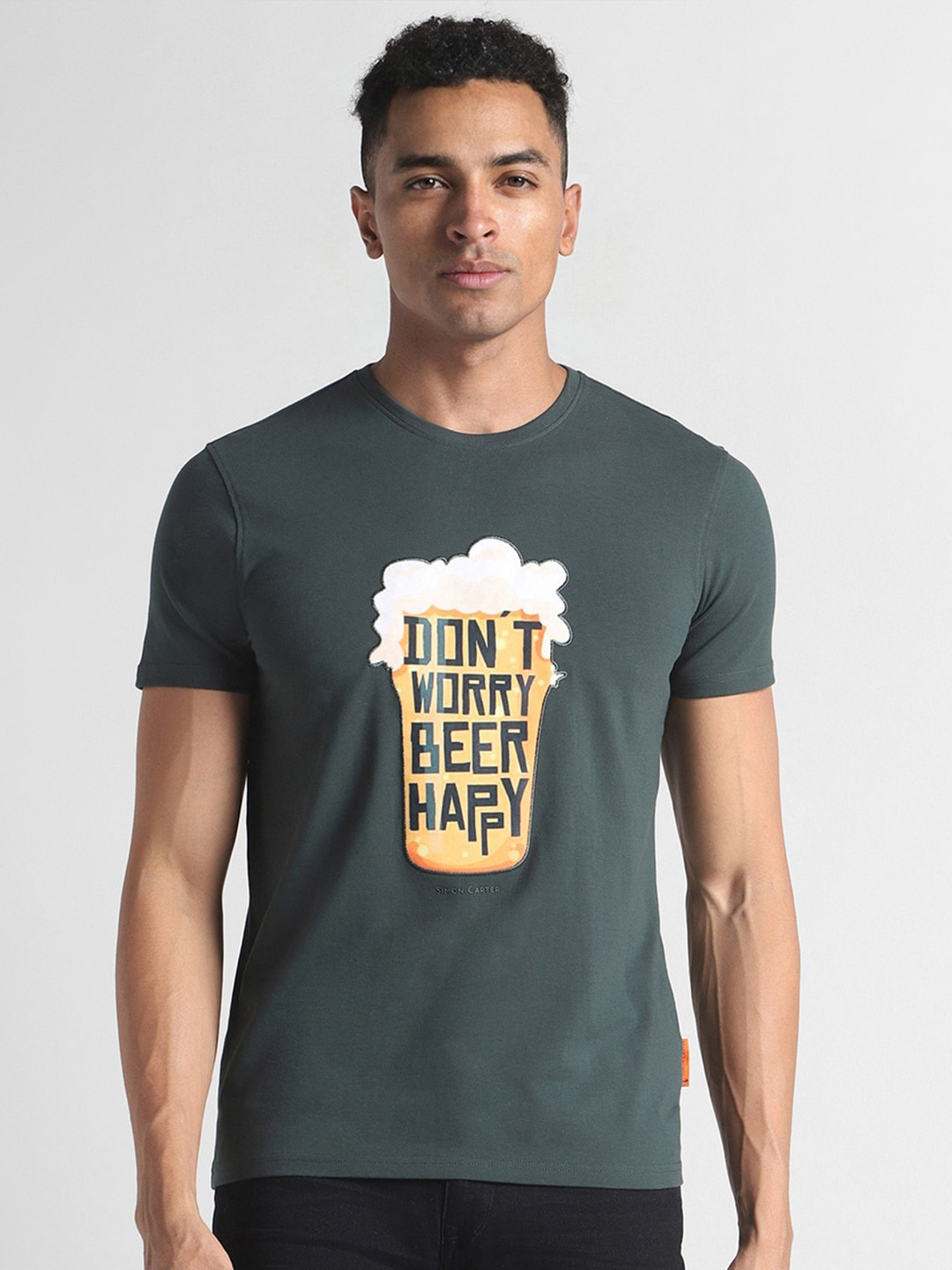 

SIMON CARTER LONDON Typography Printed Slim Fit T-shirt, Green