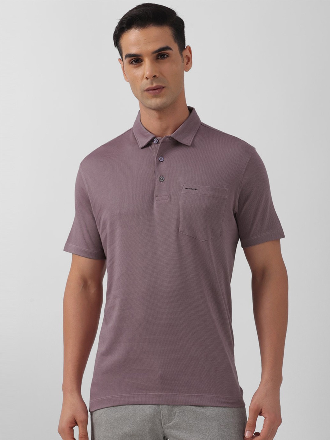 

Van Heusen Polo Collar Short Sleeves T-shirt, Purple