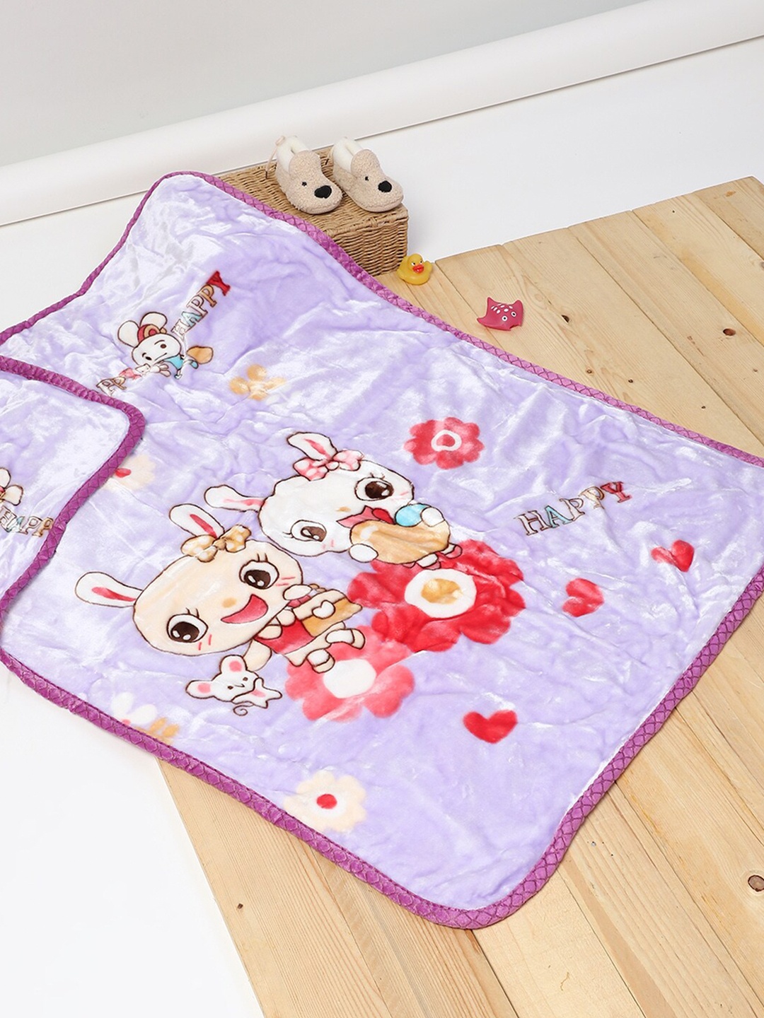 

Monte Carlo Donald Purple & Red Cartoon Characters Heavy Winter 500 GSM Single Bed Blanket