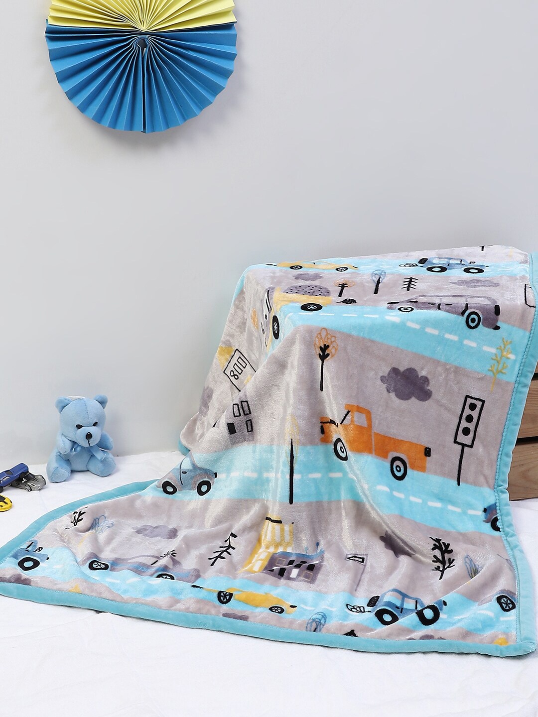 

Monte Carlo Isabella Grey & Blue Printed Heavy Winter 550 GSM Single Bed Blanket