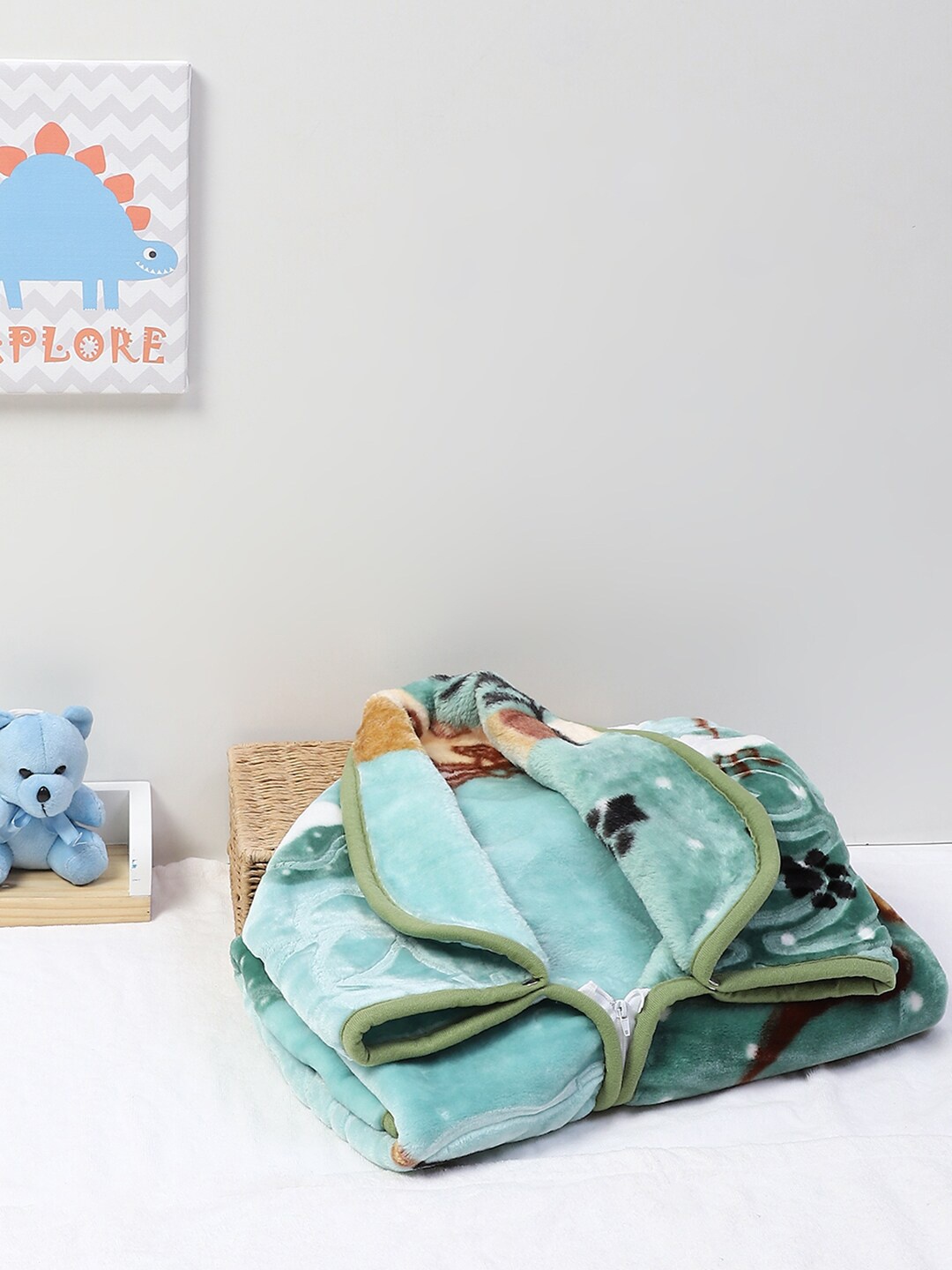 Monte Carlo Toddler Turquoise Blue & Brown Heavy Winter 500 GSM Single Bed Dohar