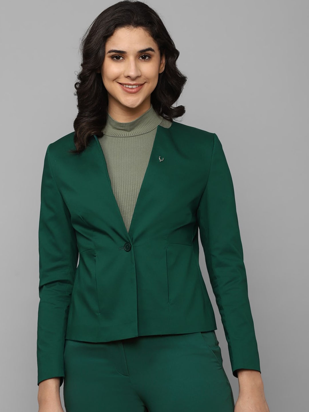 

Allen Solly Woman Single-breasted Casual Blazer, Green