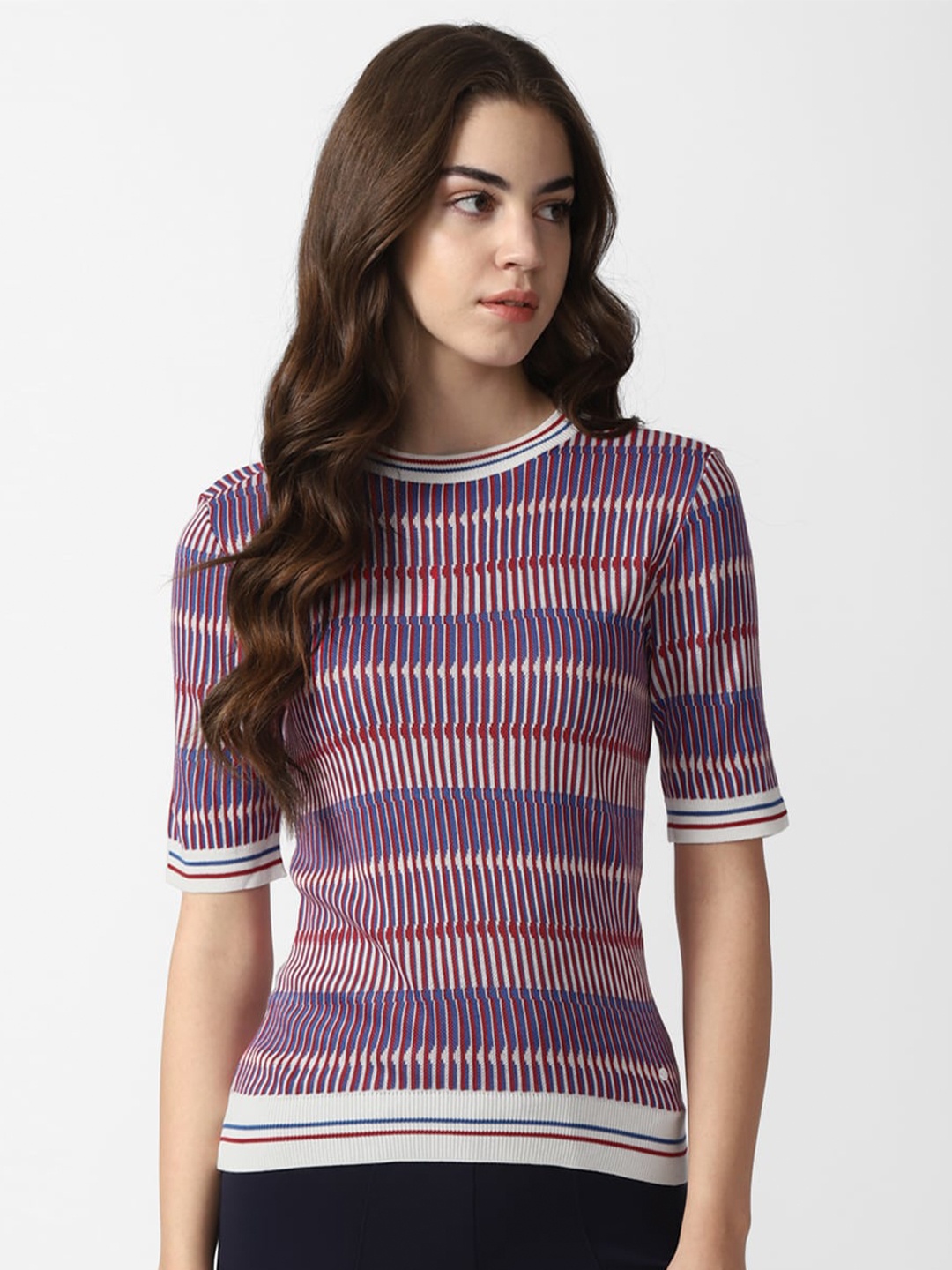 

Van Heusen Woman Striped Fitted Top, Purple