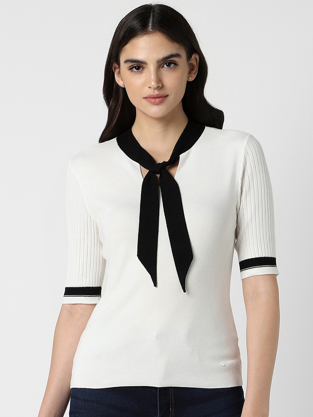 

Van Heusen Woman Tie-Up Neck Top, White