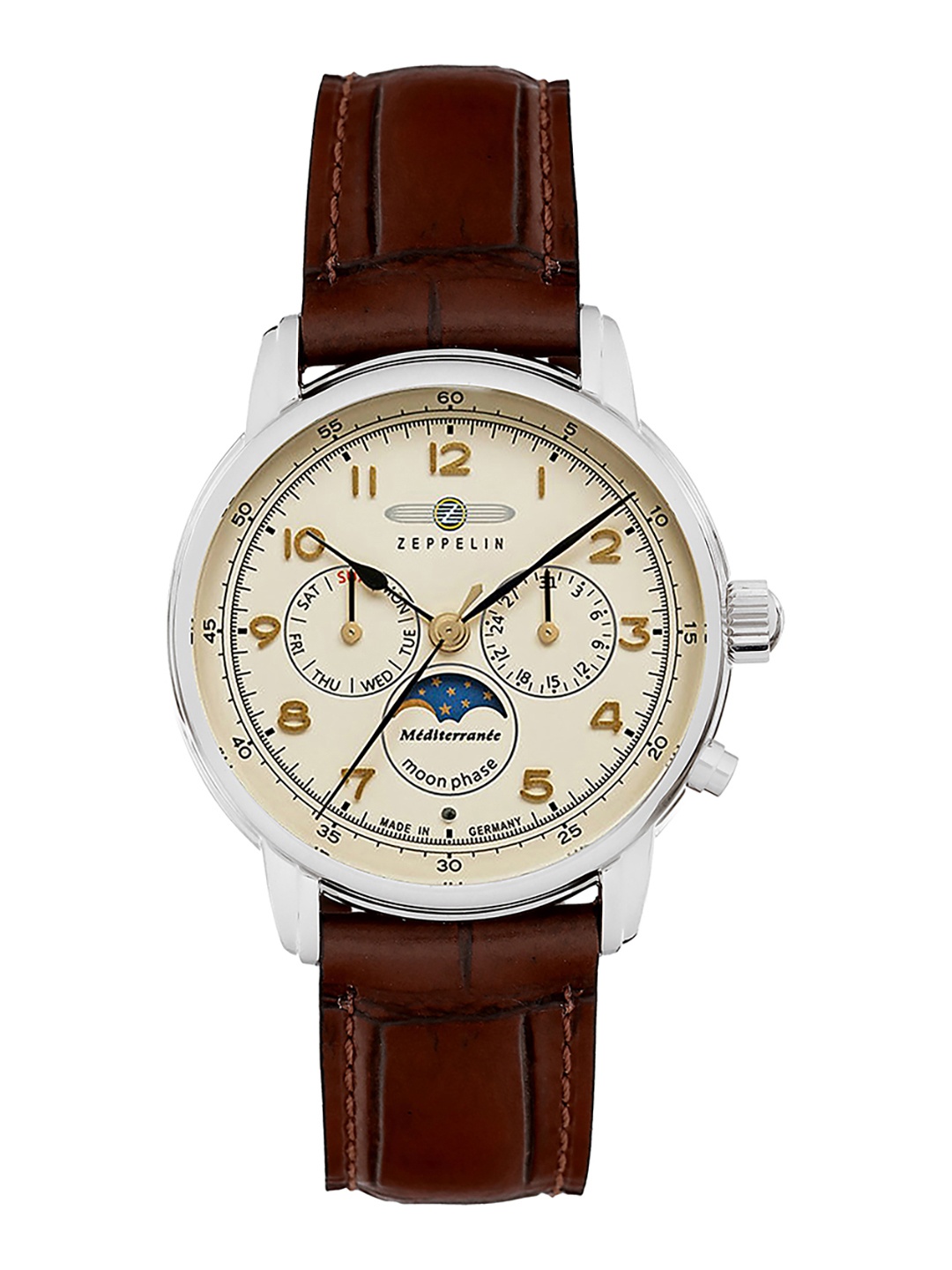 

ZEPPELIN Men Textured Dial & Leather Straps Analogue Watch 96365, Beige
