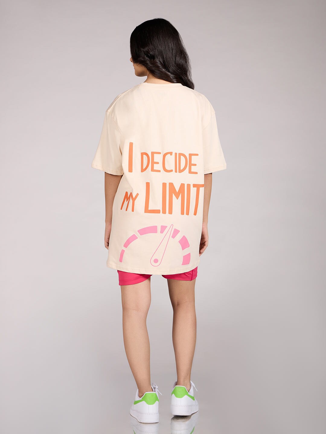 

KICA Typography Printed Cotton Oversized T-shirt, Cream