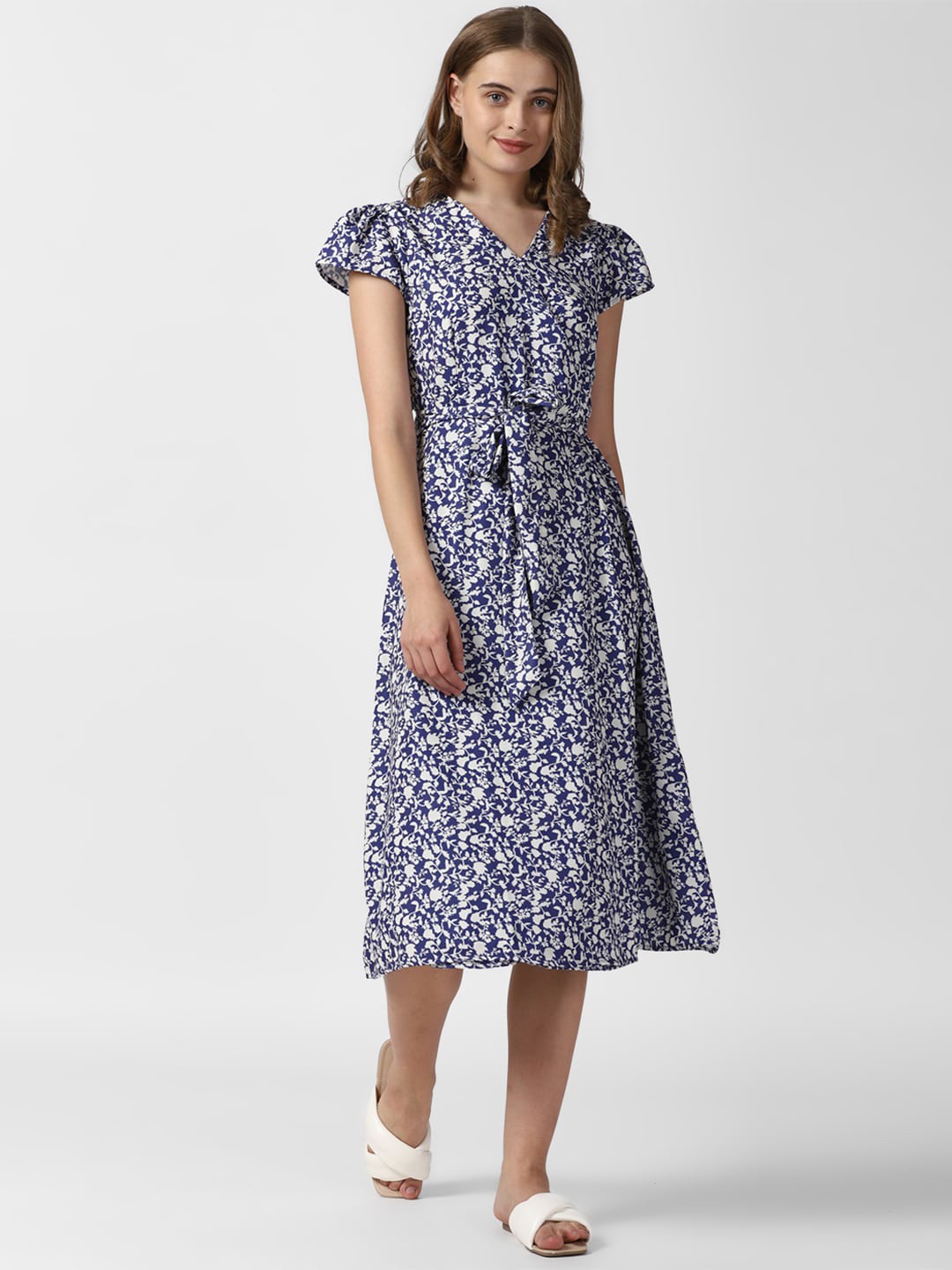 

Van Heusen Woman Floral Printed Wrap Midi Dress, Blue