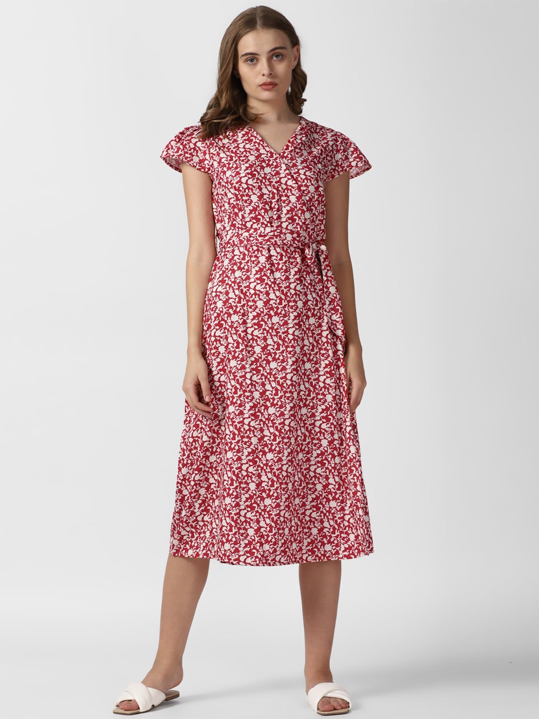 

Van Heusen Woman Floral Printed Wrap Midi Dress, Red