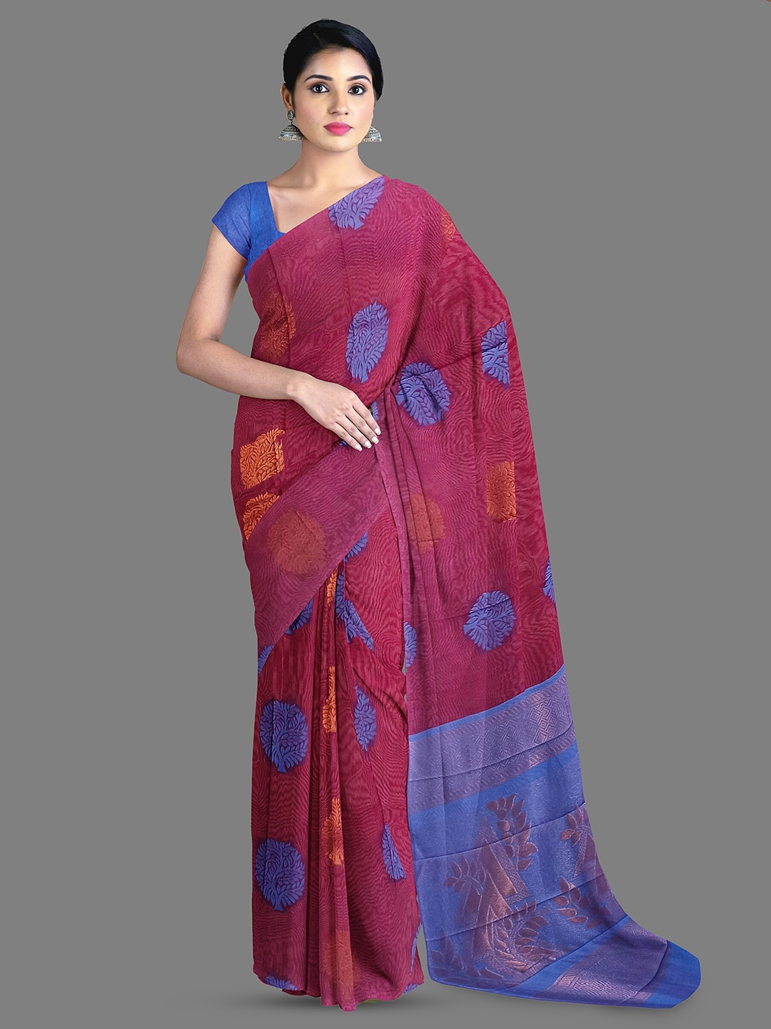 

The Chennai Silks Ethnic Motifs Woven Design Maheshwari Saree, Maroon