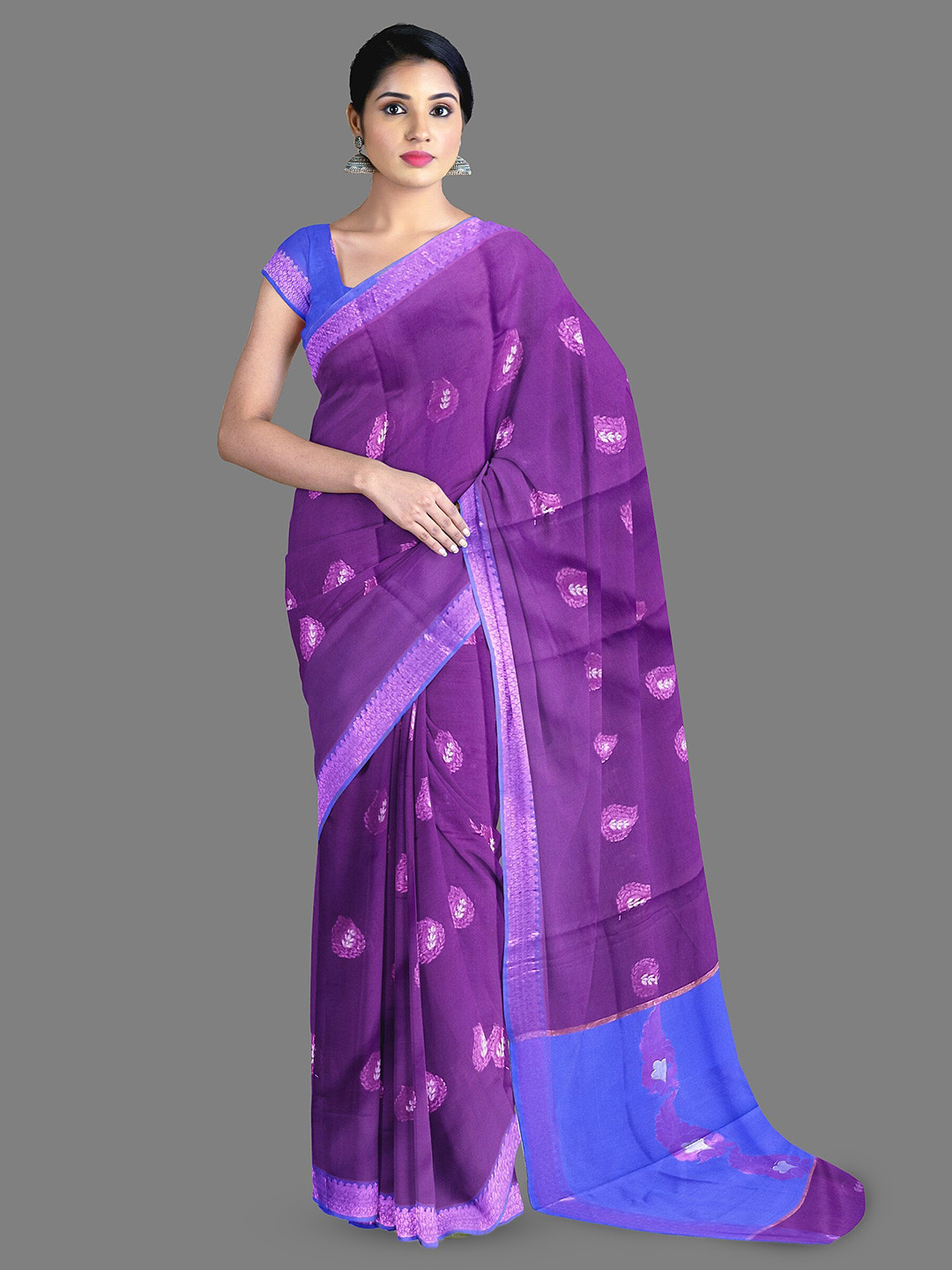 

The Chennai Silks Ethnic Motifs Woven Design Zari Saree, Violet