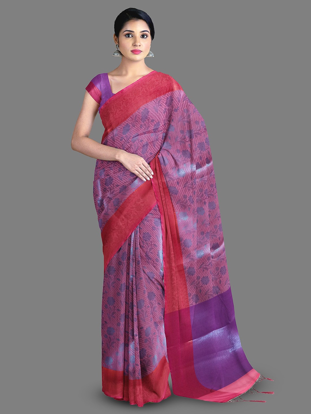 

The Chennai Silks Floral Woven Design Zari Art Silk Saree, Pink