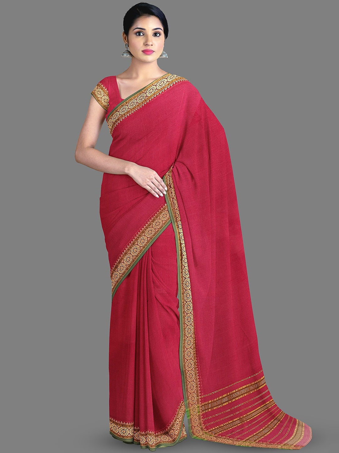 

The Chennai Silks Zari Pure Cotton Narayan Peth Saree, Red