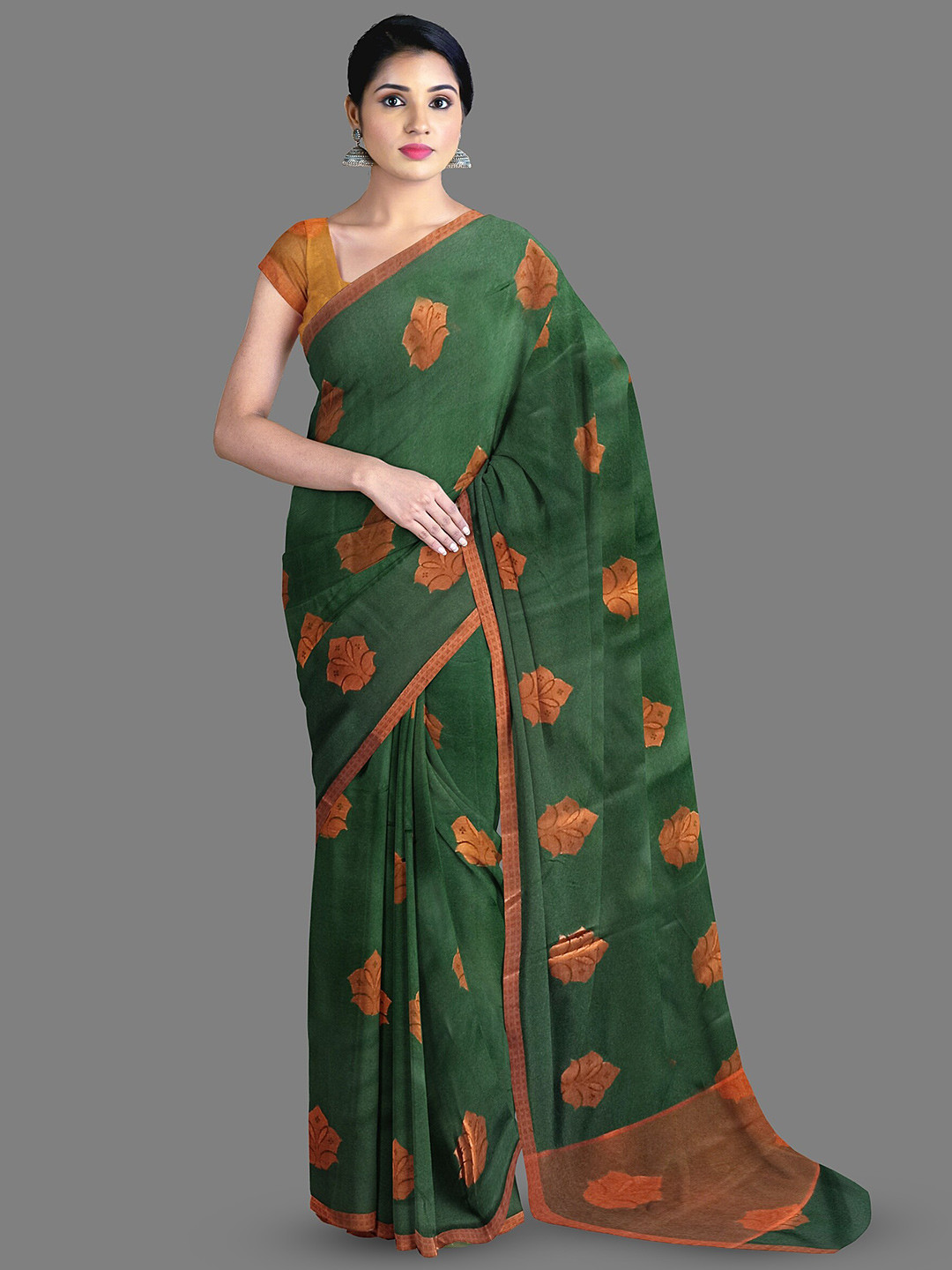

The Chennai Silks Ethnic Motif Woven Design Zari Saree, Green