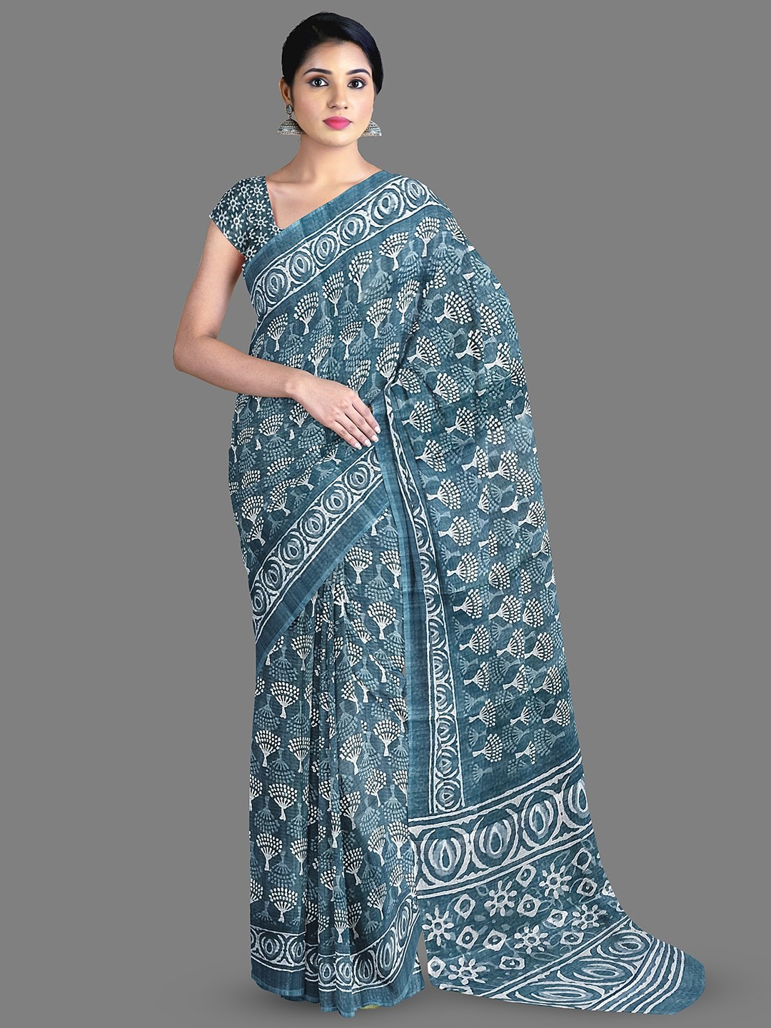

The Chennai Silks Ethnic Motifs Printed Saree, Grey
