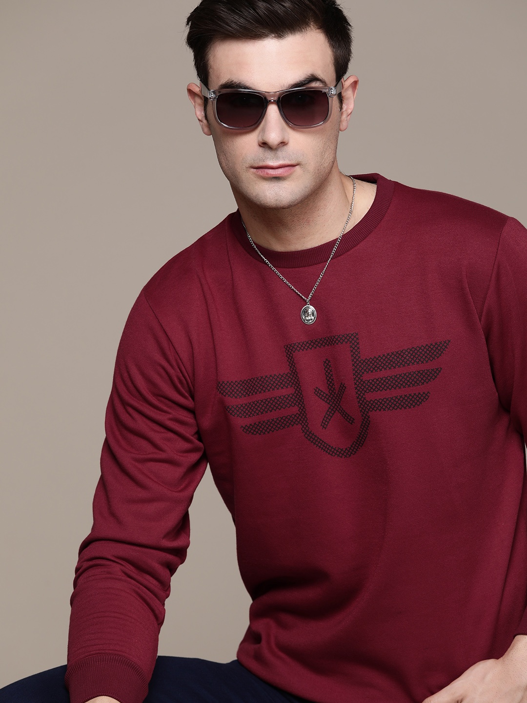 

Roadster Men Printed Sweatshirt, Maroon