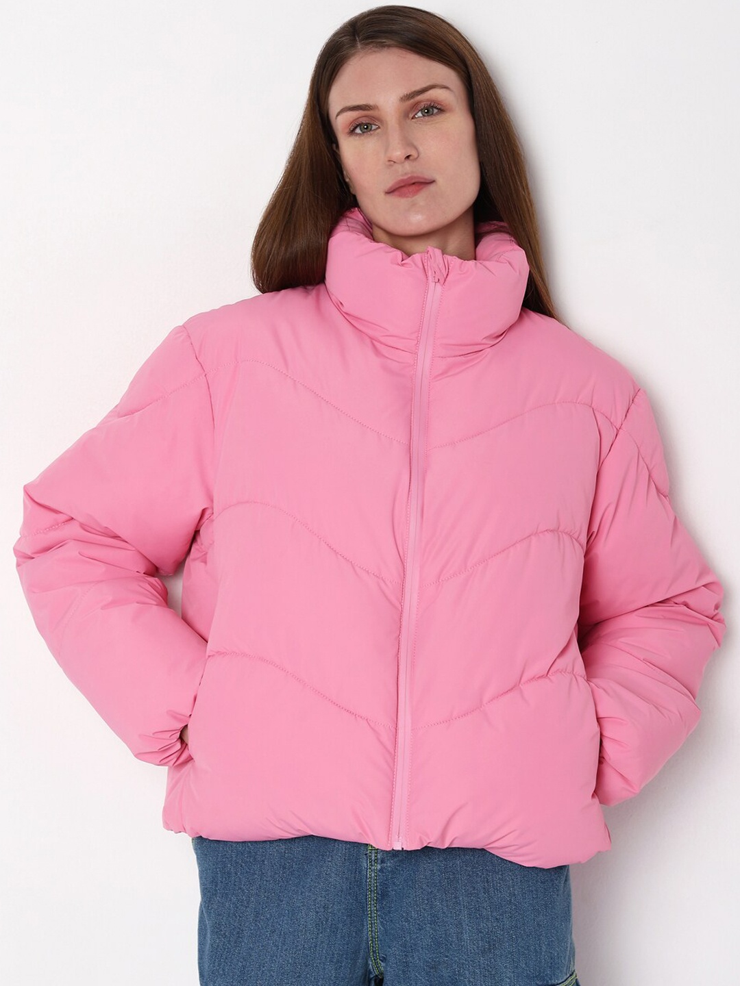

Vero Moda Mock Collar Padded Jacket, Pink