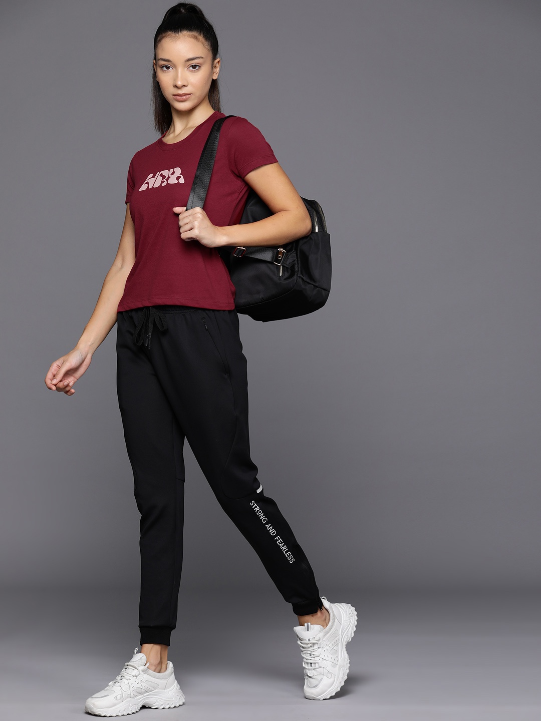 

HRX by Hrithik RoshanBrand Logo Printed T-shirt, Maroon