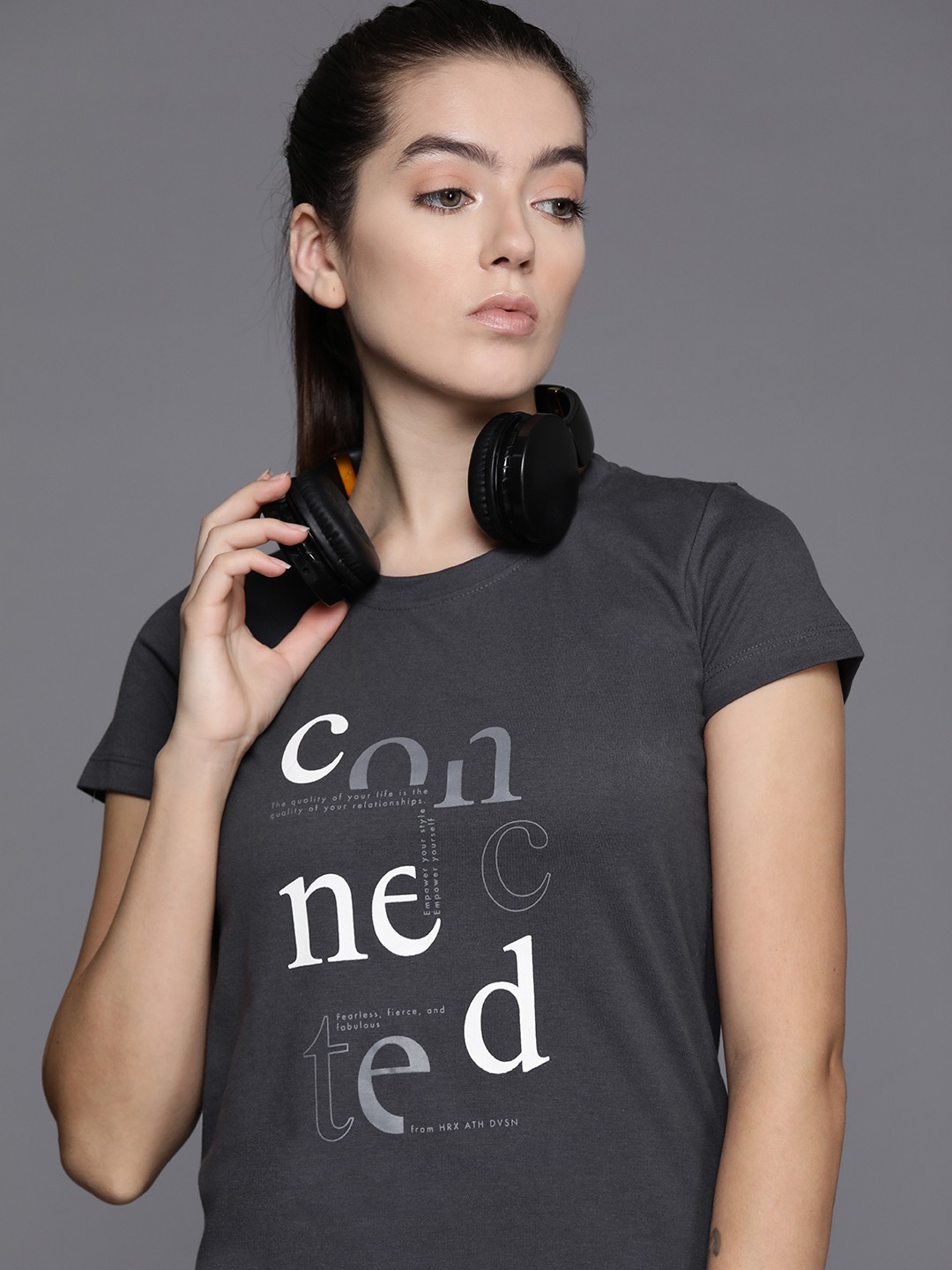 

HRX by Hrithik Roshan Typography Printed Lifestyle T-shirt, Charcoal