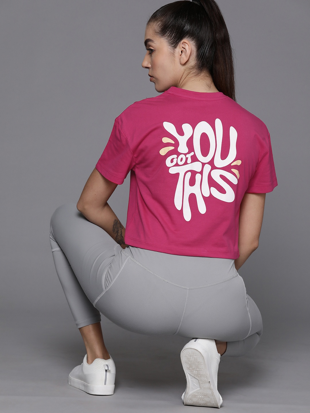 

HRX by Hrithik Roshan Printed Crop Lifestyle T-shirt, Magenta