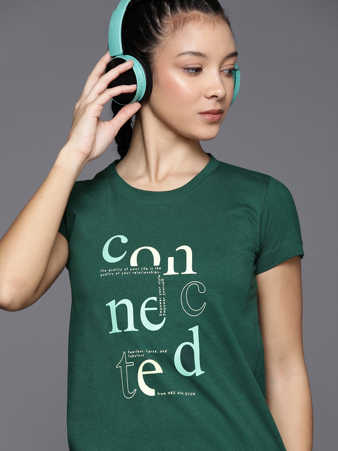 

HRX by Hrithik Roshan Typography Printed T-shirt, Green