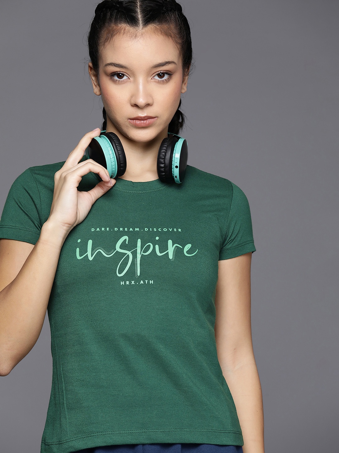 

HRX by Hrithik Roshan Typography Printed T-shirt, Green