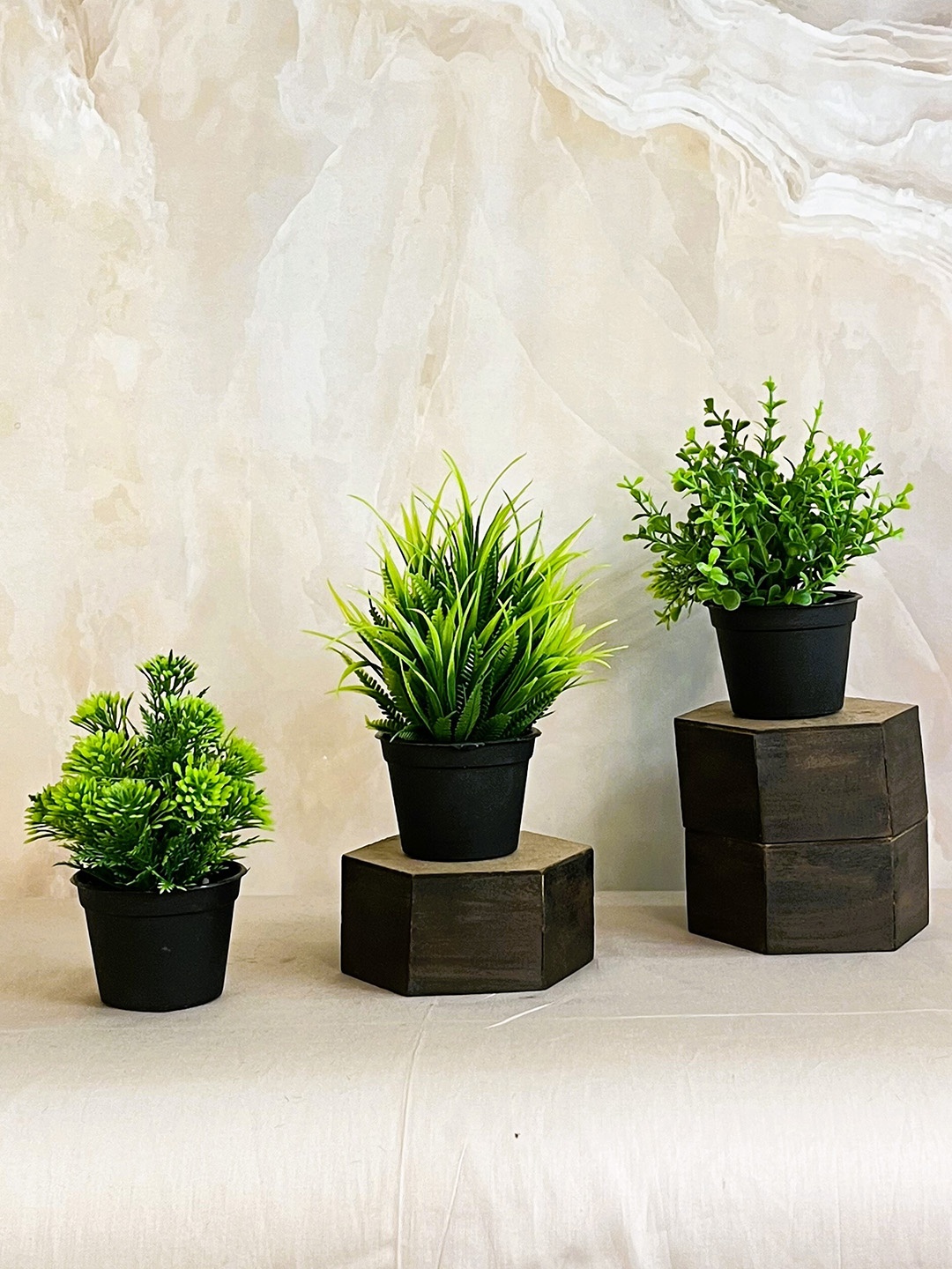 

Akaar Green 3 Pieces Bonsai Artificial Plants With Pot