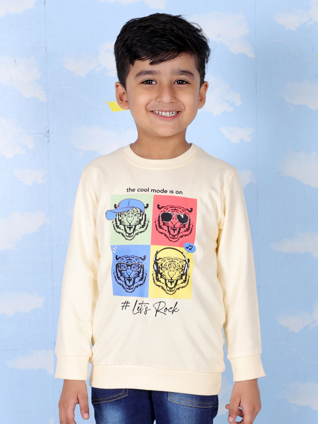 

The Mom Store Kids Graphic Printed Sweatshirt, Beige